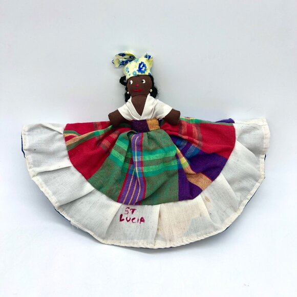 Vintage Handmade Reversible Caribbean Cloth Doll St. Lucia Folk Art Jamaica - Picture 1 of 8
